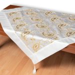 Σατέν τραπεζοκαρέ 1028 (130cm x 130cm) λευκό SilkFashion