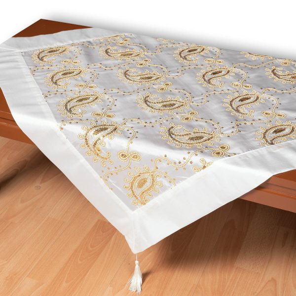 Σατέν τραπεζοκαρέ 1028 (130cm x 130cm) λευκό SilkFashion
