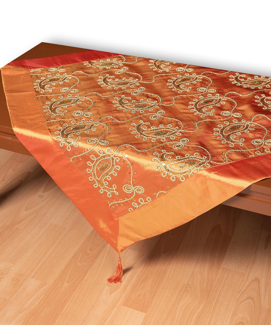 1028portokali-1 Σατέν καρέ 1028 (85cm x 85cm) πορτοκαλί SilkFashion - Image 1