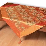 Σατέν τραπεζοκαρέ 1028 (130cm x 130cm) πορτοκαλί SilkFashion