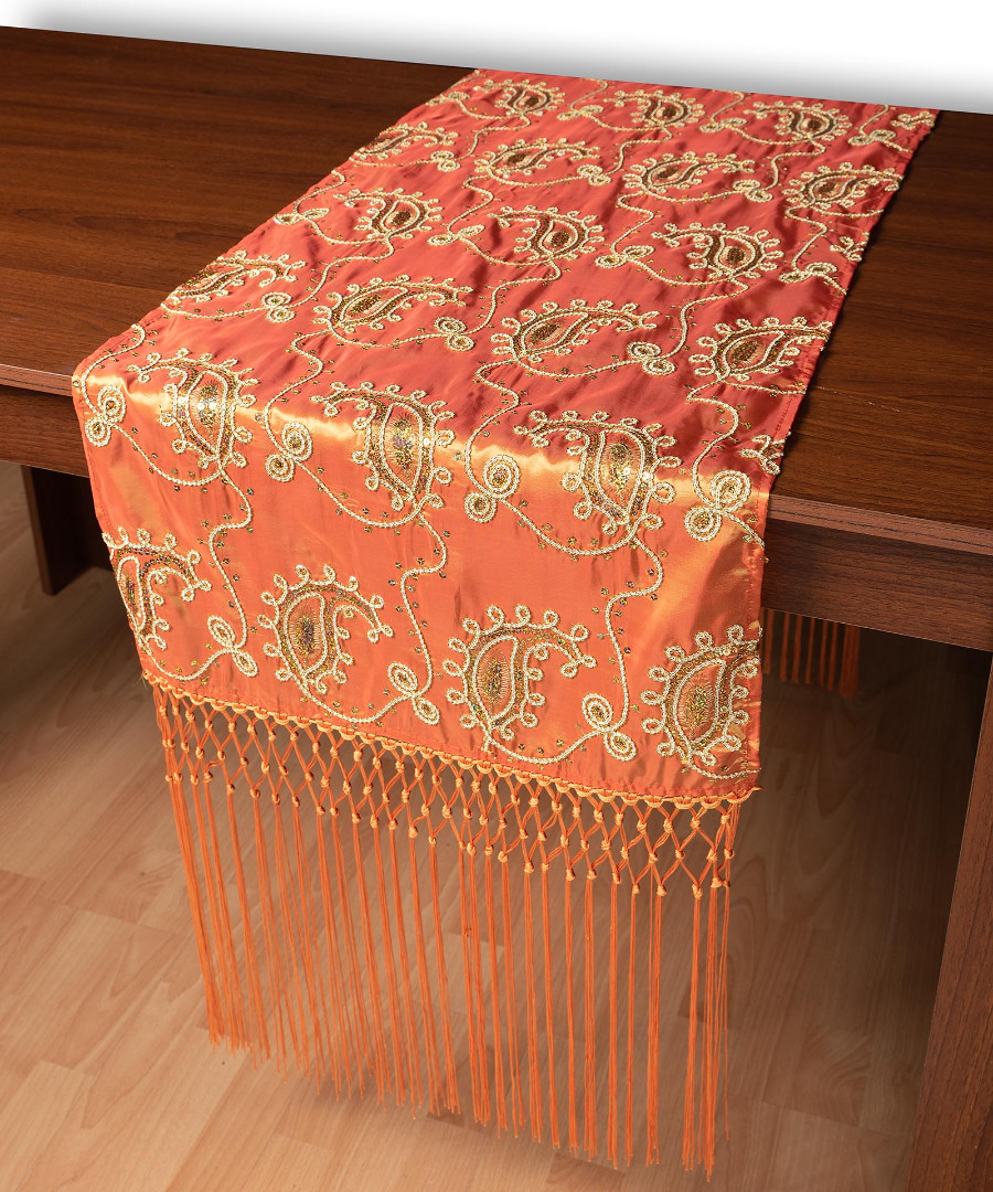 1028portokali2 Σατέν τραβέρσα 1028 (50cm x 210cm) πορτοκαλί SilkFashion - Image 1