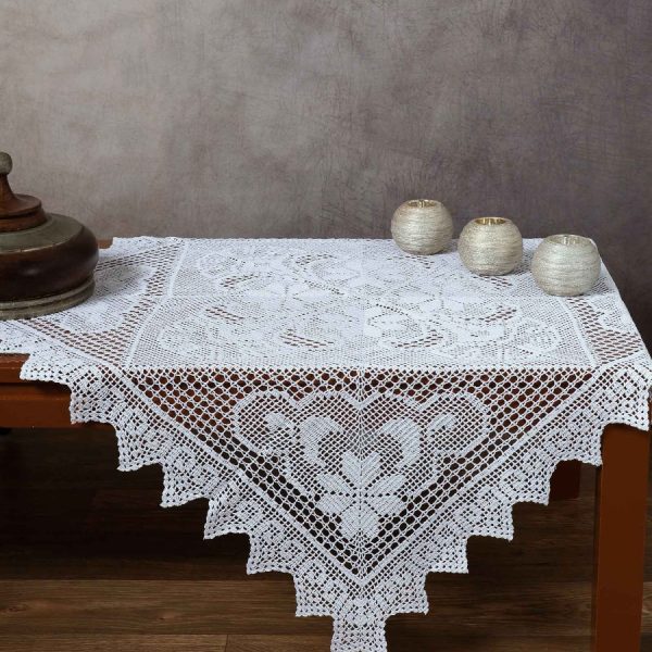 Χειροποίητο μερσεριζέ πλεκτό καρέ 103 (90cm x 90cm) λευκό SilkFashion