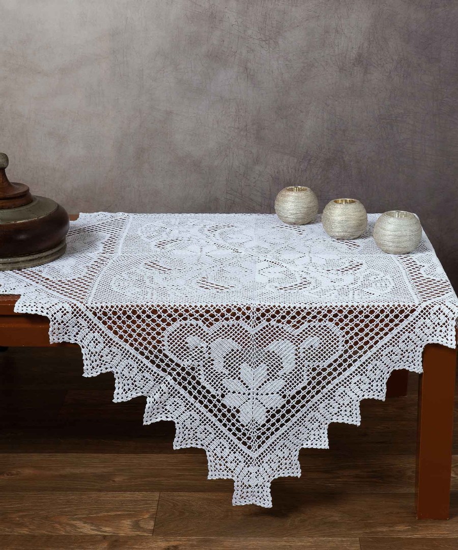 103-1 Χειροποίητο μερσεριζέ πλεκτό καρέ 103 (90cm x 90cm) λευκό SilkFashion - Image 1