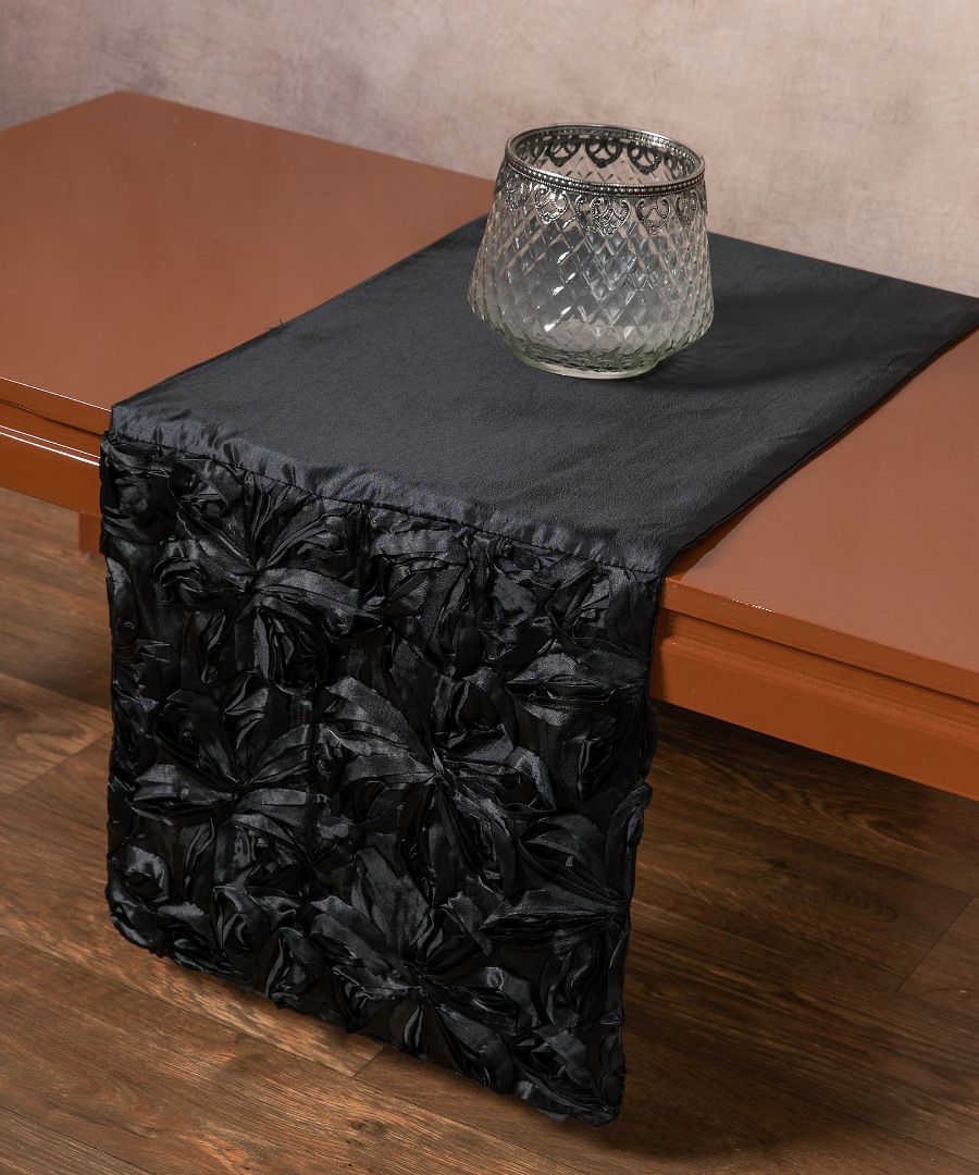 1048mavro Σατέν τραβέρσα (35cm x 170cm) 1048 μαύρη SilkFashion - Image 1