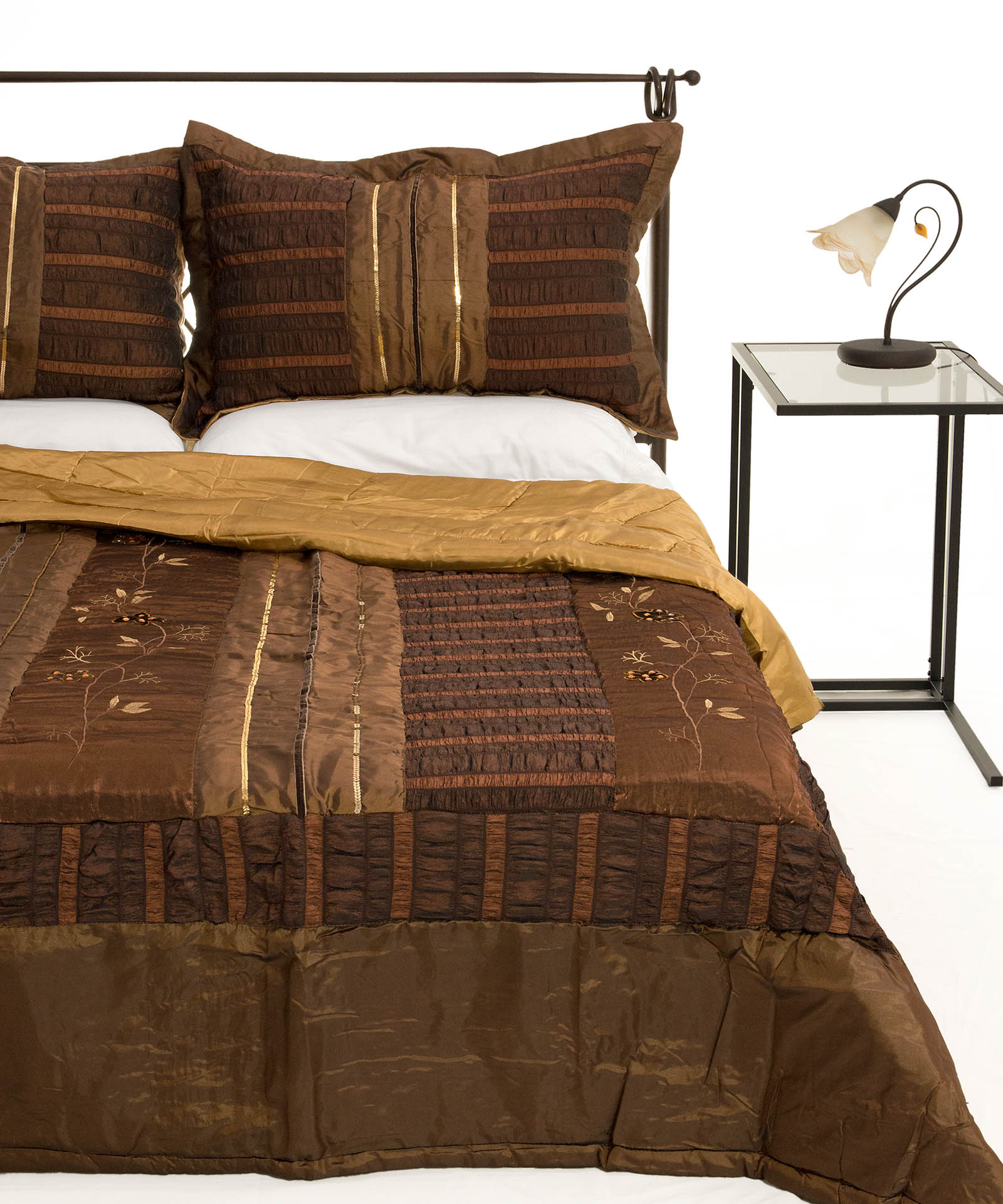 10506kafea ΚΟΥΒΕΡΛΙ σετ )160cm x 220cm + 1 x 50cm x 70cm) 10506 καφέ SilkFashion - Image 1