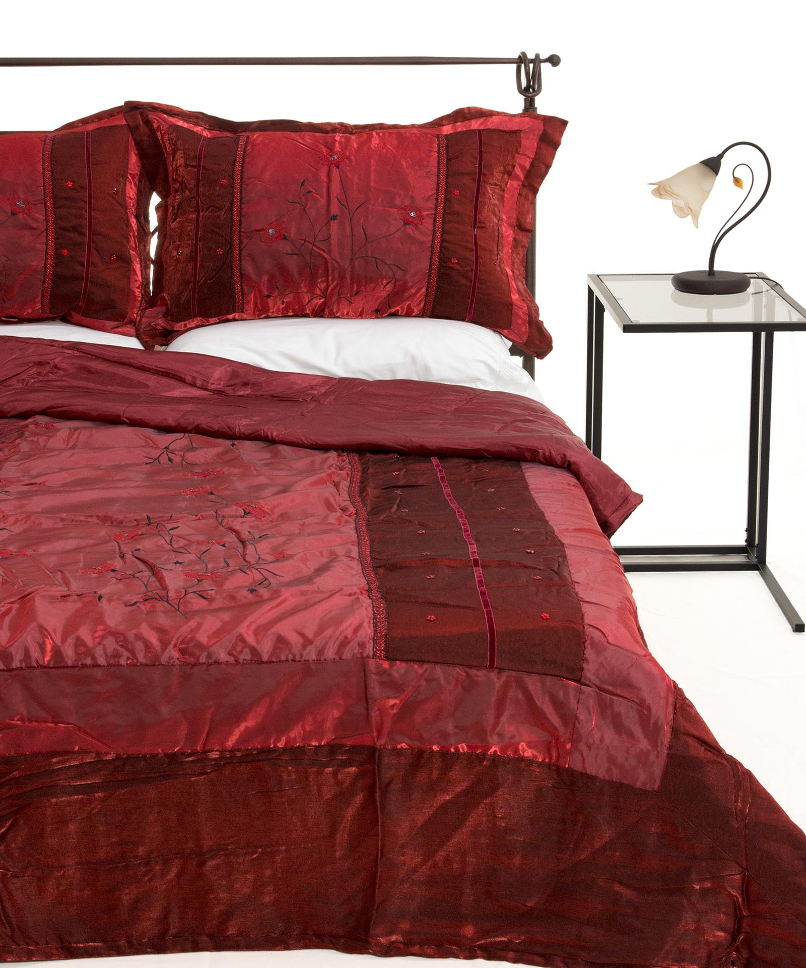 10507kokkinoa ΚΟΥΒΕΡΛΙ σετ (160cm x 220cm + 1 x 50cm x 70cm) 10507 κόκκινο SilkFashion - Image 1