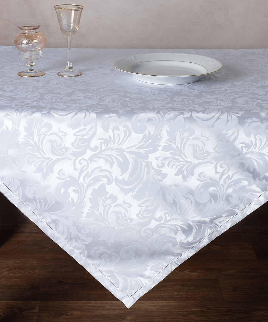 107147 Ζακάρ τραπεζομάντηλο 107147 (140cm x 140cm) λευκό SilkFashion - Image 1