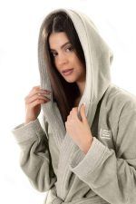 Μπουρνούζι Μακρύ Με Κουκούλα Guy Laroche Monogram Khaki-Beige - Image 6