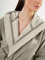 Μπουρνούζι Μακρύ Με Κουκούλα Guy Laroche Monogram Khaki-Beige - Image 5