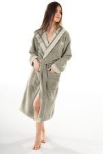 Μπουρνούζι Μακρύ Με Κουκούλα Guy Laroche Monogram Khaki-Beige - Image 4