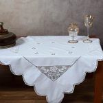 Καρέ με πλεκτό 1155 (90cm x 90cm) λευκό SilkFashion