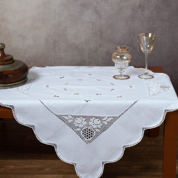 Καρέ με πλεκτό 1159 (90cm x 90cm) λευκό SilkFashion