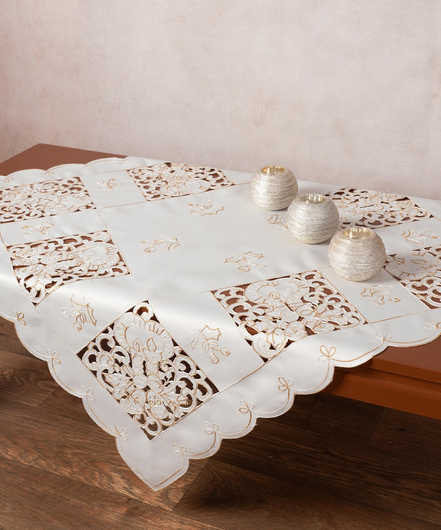 1180ivory2 Καρέ χριστουγεννιάτικο 1180 (85cm x 85cm) ivory SilkFashion - Image 1