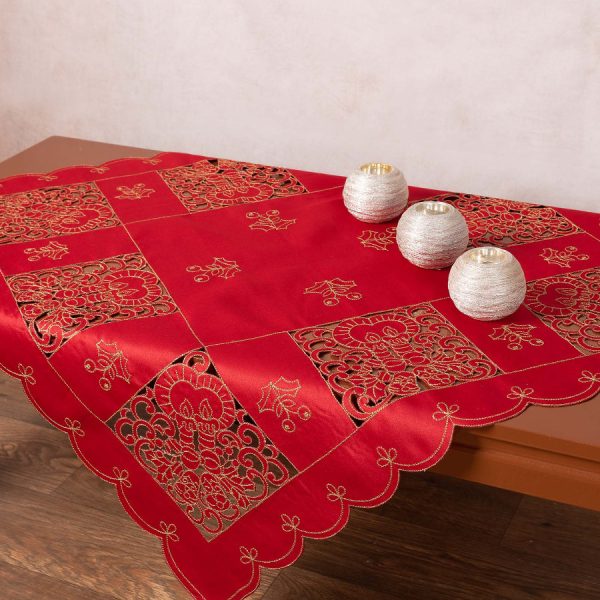 Καρέ χριστουγεννιάτικο 1180 (85cm x 85cm) κόκκινο SilkFashion