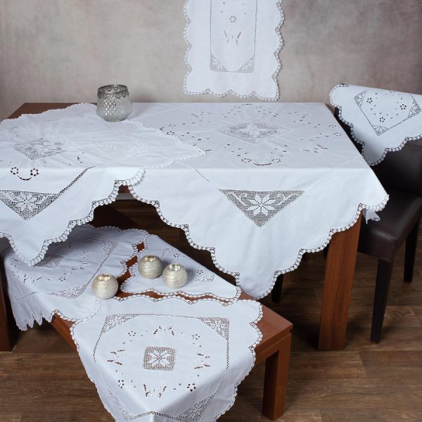 Πλεκτό με ύφασμα σετ 7 τεμαχίων 1266 (140cm x 140cm/90cm x 90cm/50cm x 150cm/60cm x 60cm x 2/40cm x 40cm x 2) λευκό SilkFashion