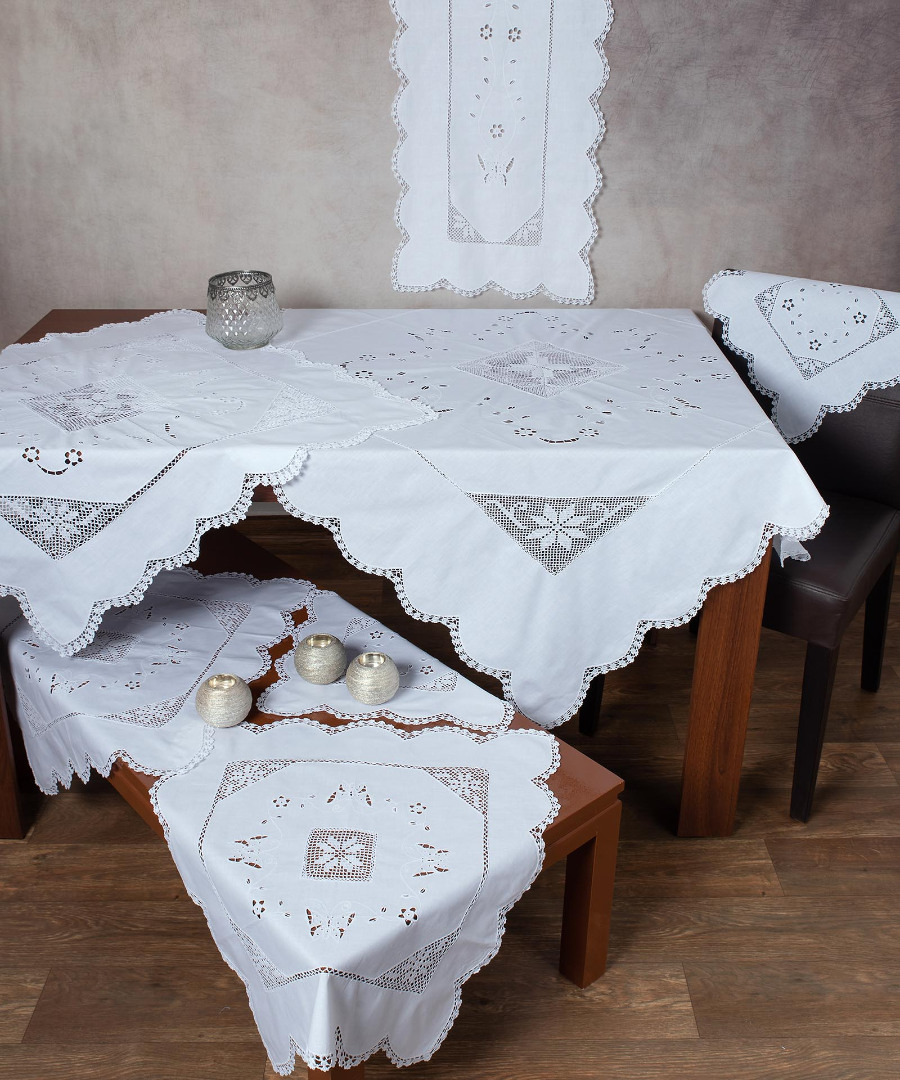 1266 Πλεκτό με ύφασμα σετ 7 τεμαχίων 1266 (140cm x 140cm/90cm x 90cm/50cm x 150cm/60cm x 60cm x 2/40cm x 40cm x 2) λευκό SilkFashion - Image 1