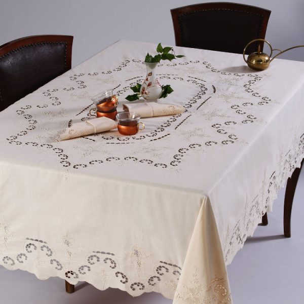 Χειροποίητο τραπεζομάντηλο 1285 (170cm x 220cm) μπέζ SilkFashion