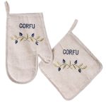 Γάντι πιάστρα CORFU (σετ 2 τεμαχίων) μπλέ SilkFashion