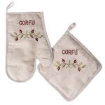 Γάντι πιάστρα CORFU (σετ 2 τεμαχίων)  κόκκινο SilkFashion