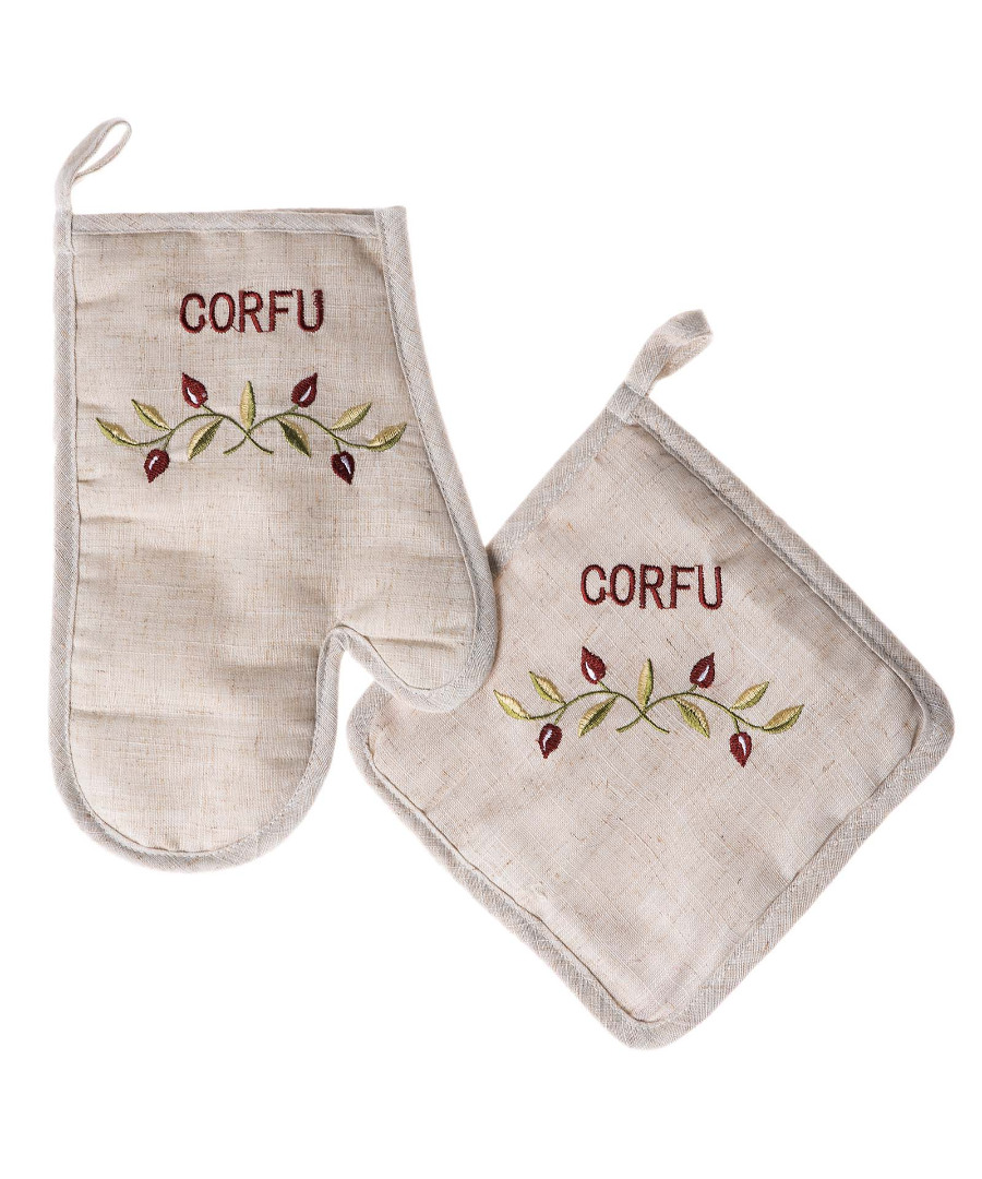 1312kokkinocorfu Γάντι πιάστρα CORFU (σετ 2 τεμαχίων) κόκκινο SilkFashion - Image 1