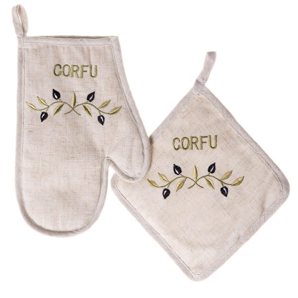 Γάντι πιάστρα CORFU (σετ 2 τεμαχίων) πράσινο SilkFashion