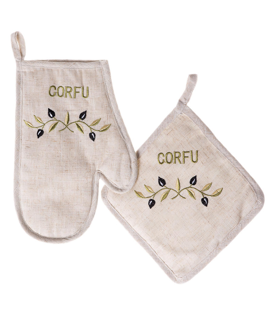 1312prasinocorfu Γάντι πιάστρα CORFU (σετ 2 τεμαχίων) πράσινο SilkFashion - Image 1