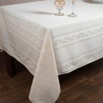 Ζακάρ τραπεζομάντηλο 1385 (154cm x 213cm) ivory SilkFashion
