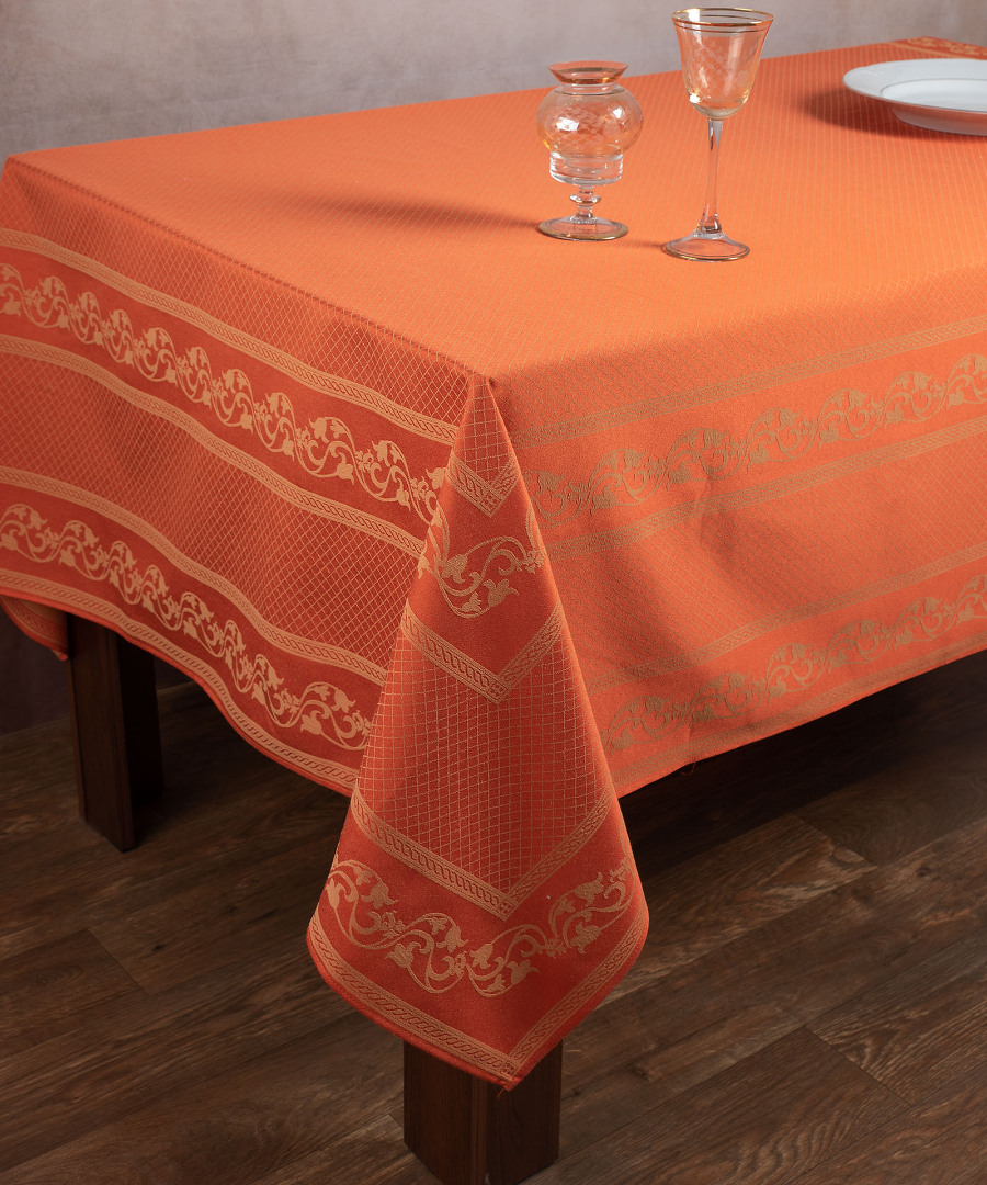 1385portokali Ζακάρ τραπεζομάντηλο 1385 (154cm x 213cm) πορτοκαλί SilkFashion - Image 1