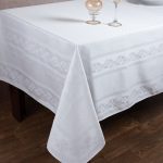 Ζακάρ τραπεζομάντηλο 1385 (154cm x 213cm) λευκό SilkFashion