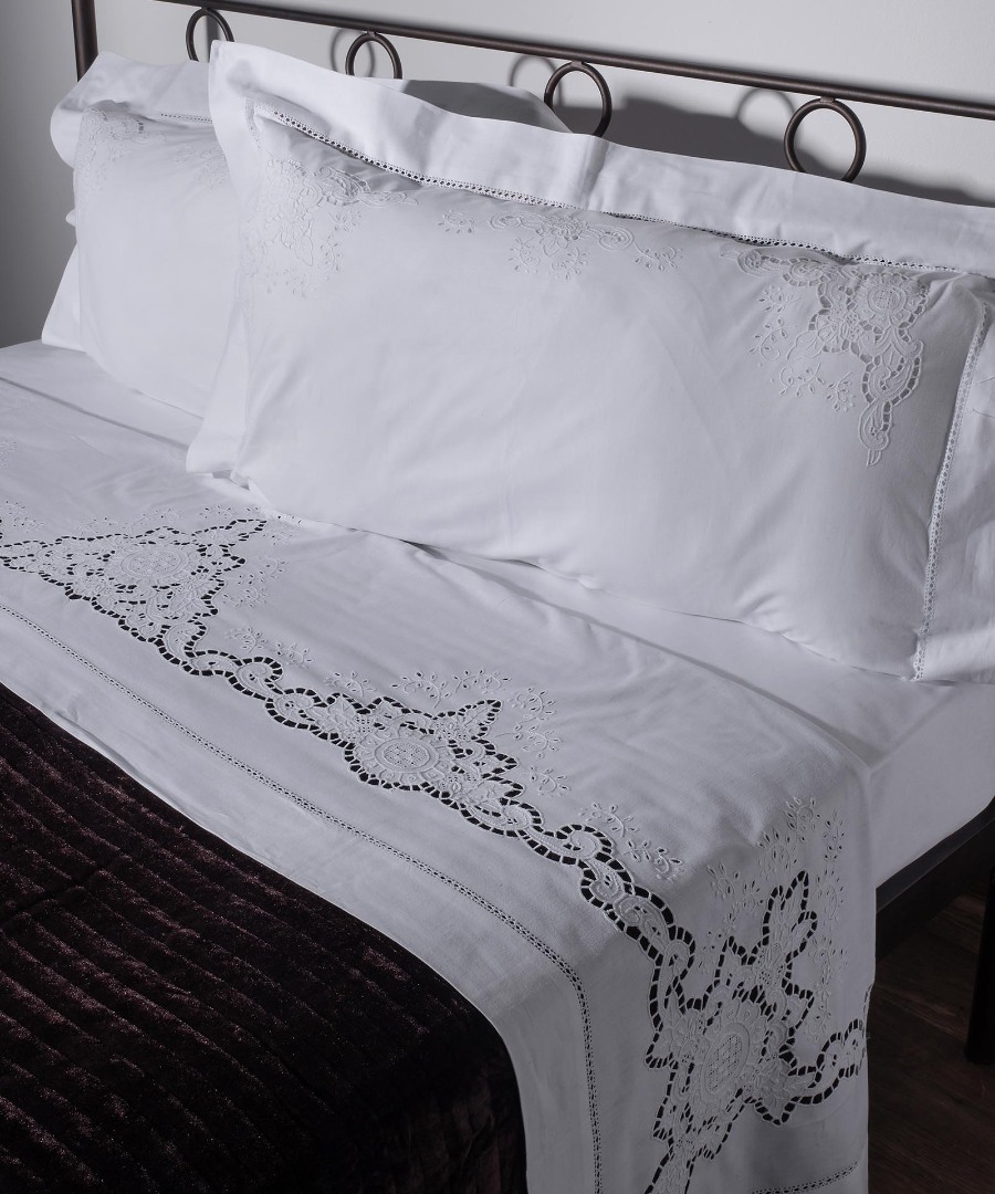 139 ΧΕΙΡΟΠΟΙΗΤΟ ΚΟΦΤΟ ΣΕΝΤΟΝΙ 139 ΤΕΣΣΑΡΩΝ ΤΕΜΑΧΙΩΝ (225CM X 270CM) ΛΕΥΚΟ SilkFashion - Image 1