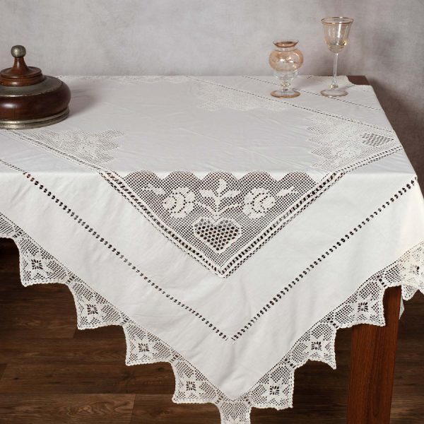 Χειροποίητο τραπεζομάντηλο 1460 (170cm x 220cm) μπέζ SilkFashion