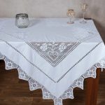 Χειροποίητο τραπεζομάντηλο 1460 (140cm x 180cm) λευκό SilkFashion