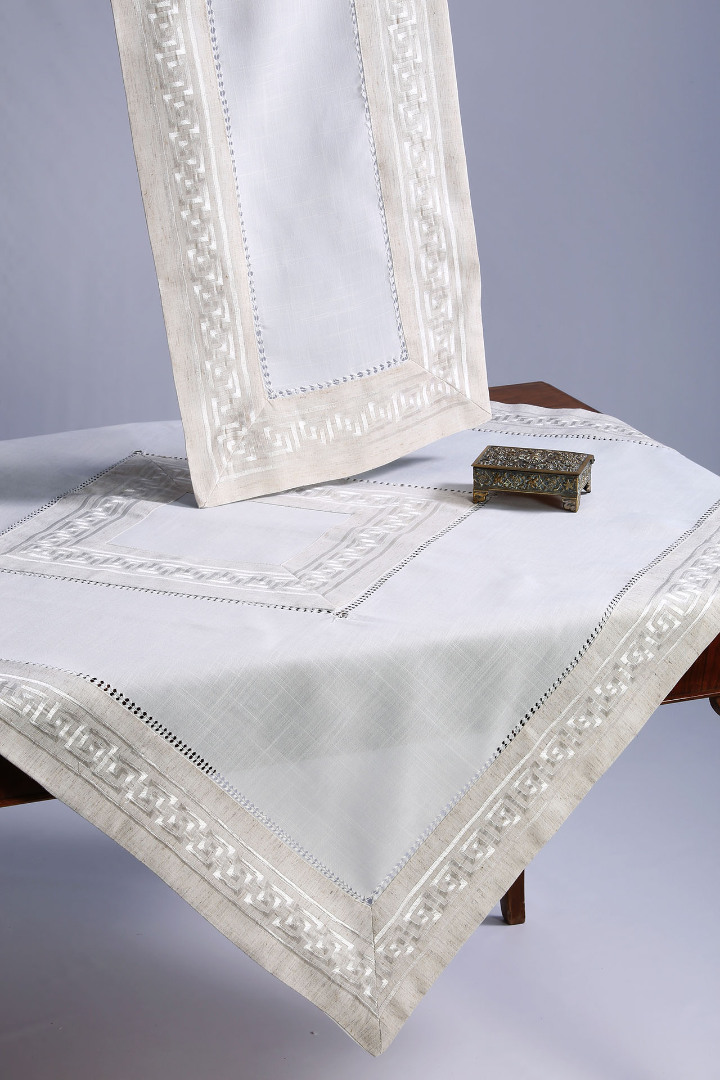 17056ammou Τραπεζομάντηλο 17056 (85cm x 85cm) άμμου SilkFashion - Image 1