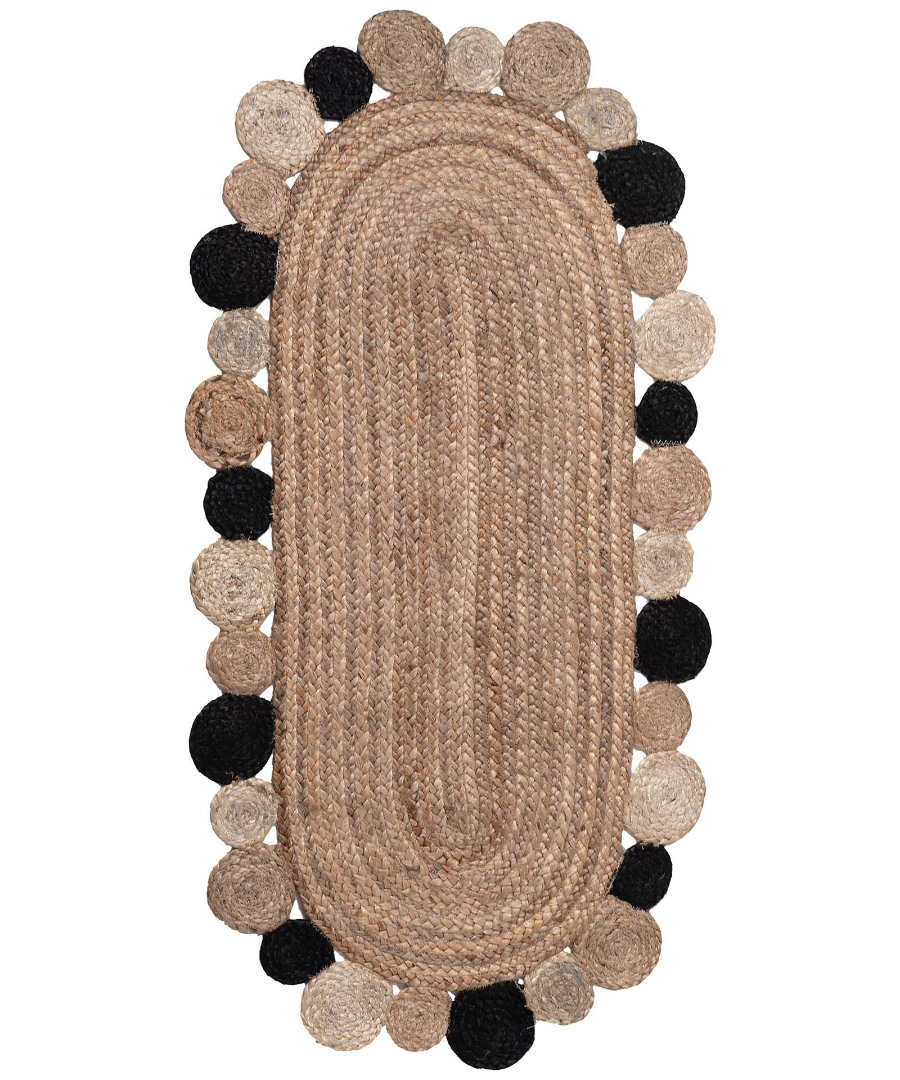 1735 Χαλί γιούτα 1735 (70cm x 160cm) black SilkFashion - Image 1