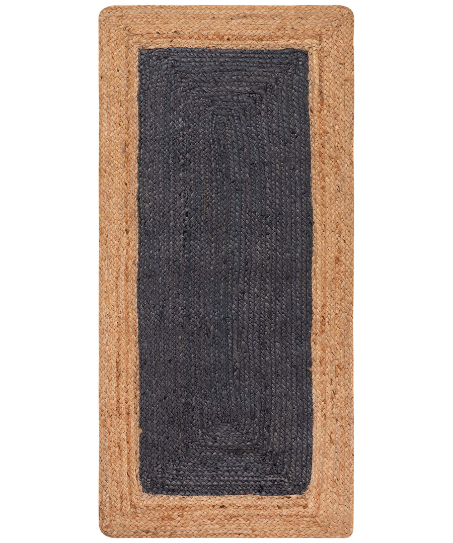 1747 Χαλί γιούτα 1747 (70cm x 160cm) natural/dark grey SilkFashion - Image 1
