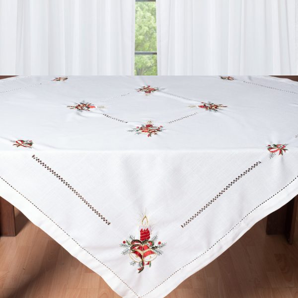 Χριστουγεννιάτικο τραπεζομάντηλο (180cm x 180cm) 1982 ivory SilkFashion