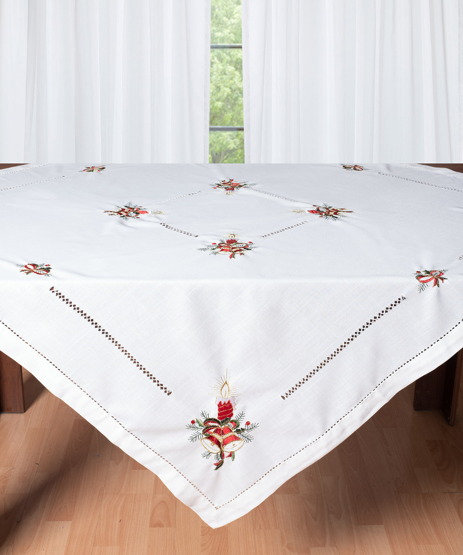 1982ivory Χριστουγεννιάτικο τραπεζοκαρέ (140cm x 140cm) 1982 ivory SilkFashion - Image 1