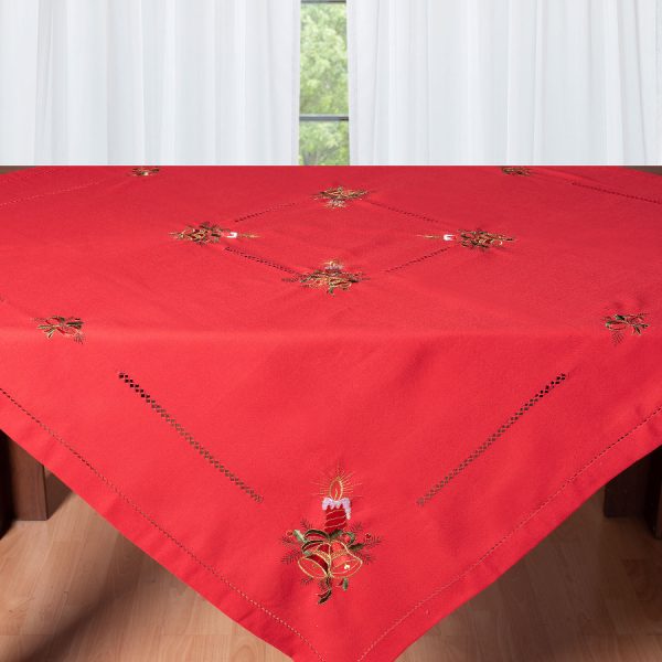 Χριστουγεννιάτικο τραπεζομάντηλο (180cm x 180cm) 1982 κόκκινο SilkFashion