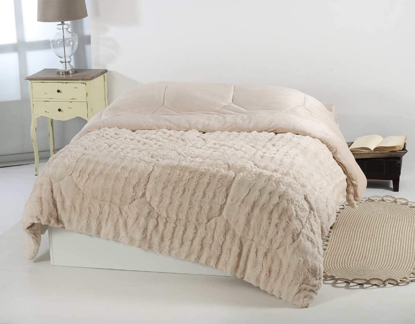 2-12 Κουβερτοπάπλωμα burble (220cm x 240cm) cream SilkFashion - Image 1