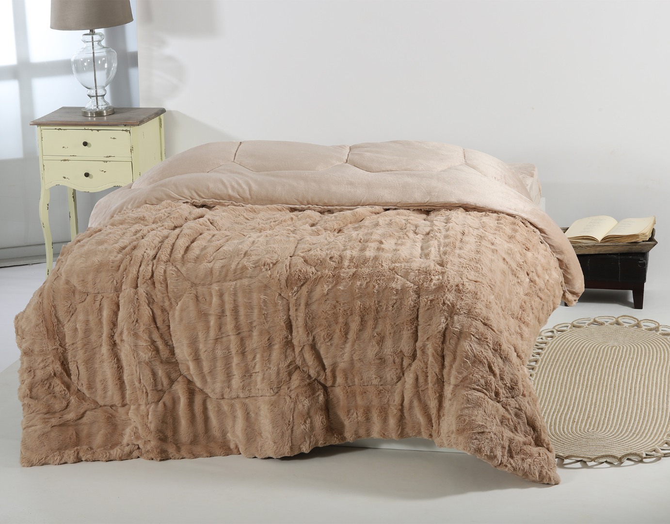 2-17 Κουβερτοπάπλωμα burble (240cm x 260cm) ανοιχτό καφέ SilkFashion - Image 1