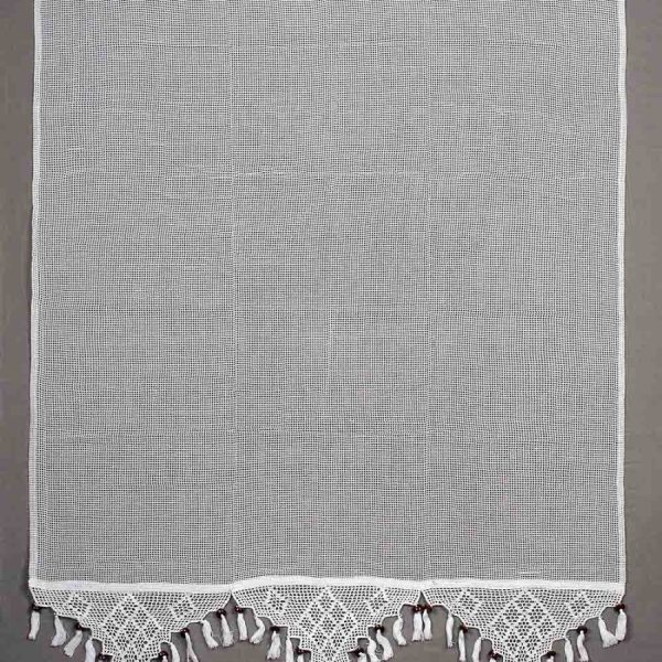 κουρτίνα 2003/1 (160cm x 160cm) λευκή με τιράντα SilkFashion