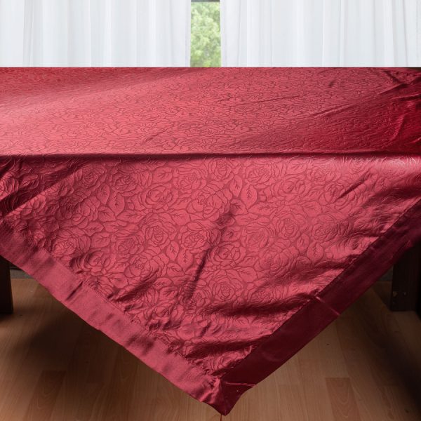 Σατέν τραπεζοκαρέ 2009 λουλούδι (130cm x 130cm) μπορντώ SilkFashion