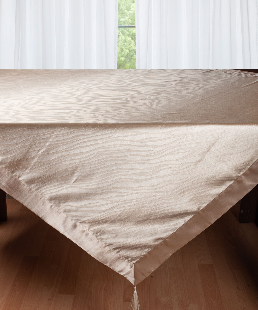 2009mpez-2 Σατέν τραπεζοκαρέ 2009 (130cm x 130cm) μπέζ SilkFashion - Image 1