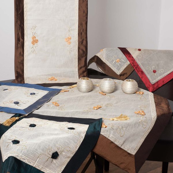 Σετ 4 τεμαχίων ((90cm x 90cm 40cm x 110cm 2x40cm x 40cm ) 203 καφέ SilkFashion