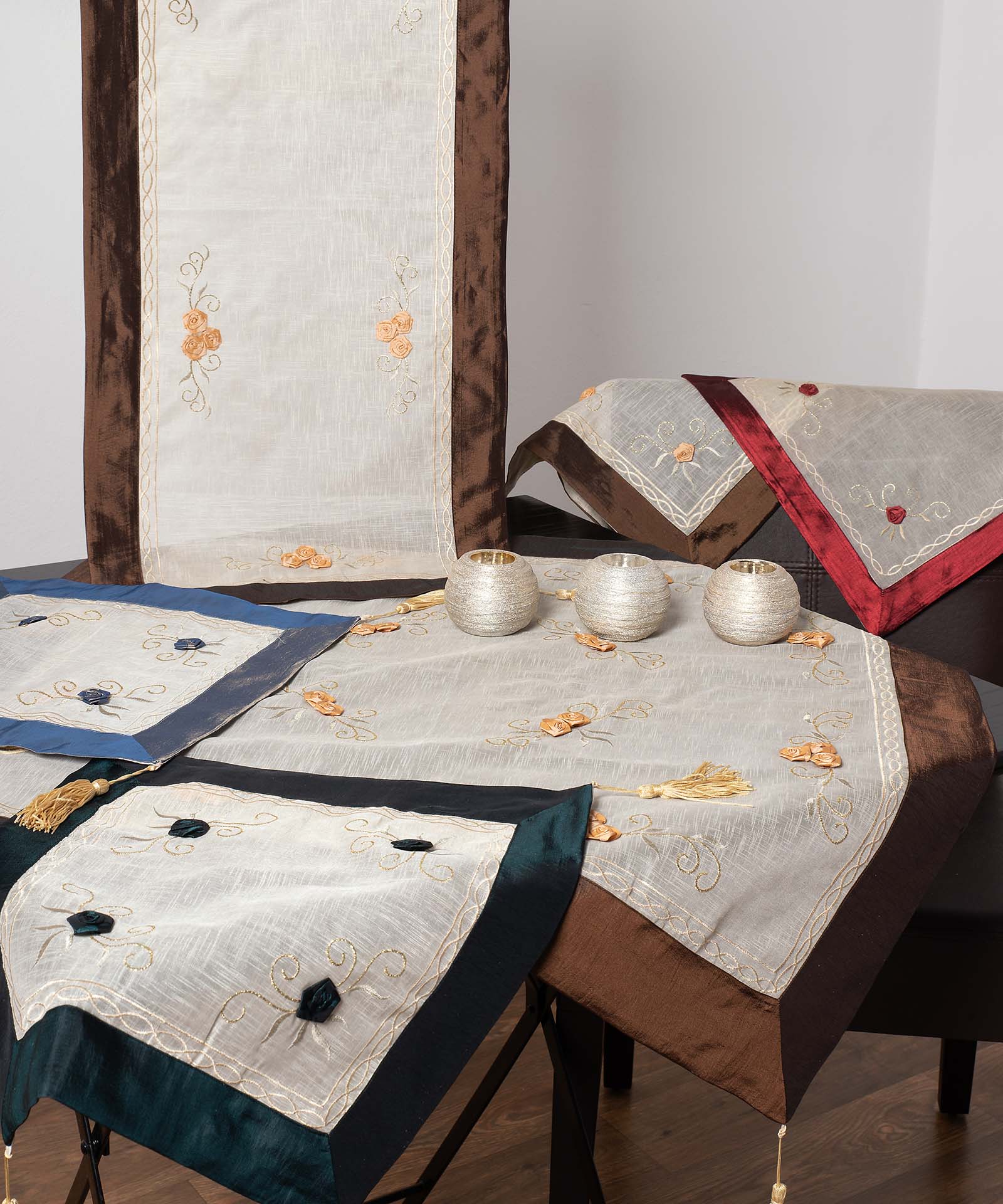 203prasino-1 σετ 4 τεμαχίων ((90cm x 90cm 40cm x 110cm 2x40cm x 40cm ) 203 πράσινο SilkFashion - Image 1