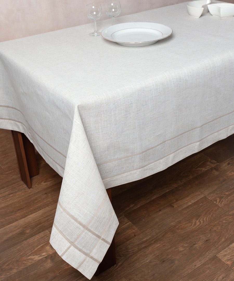 2056-1 Τραπεζομάντηλο 2056 (160cm x 160cm) Άμμου SilkFashion - Image 1