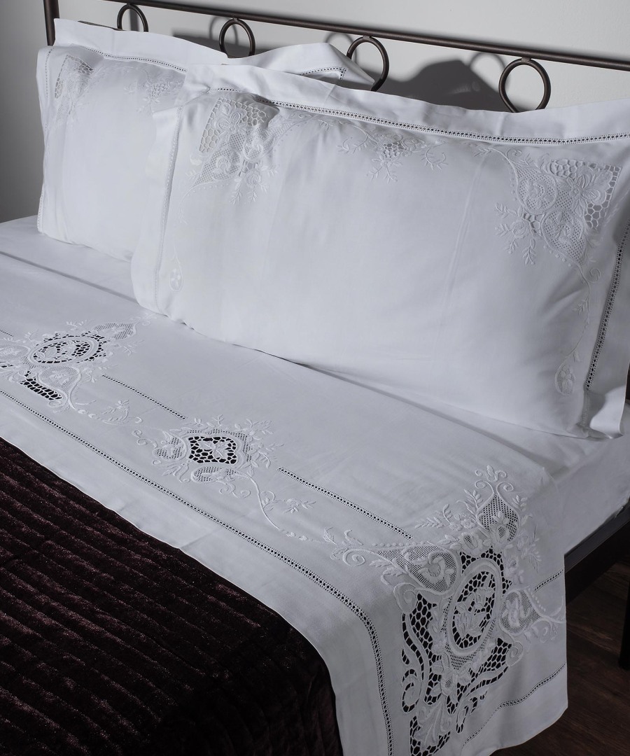 2105 ΧΕΙΡΟΠΟΙΗΤΟ ΚΟΦΤΟ ΣΕΝΤΟΝΙ 2105 ΤΕΣΣΑΡΩΝ ΤΕΜΑΧΙΩΝ (225CM X 270CM) ΛΕΥΚΟ SilkFashion - Image 1