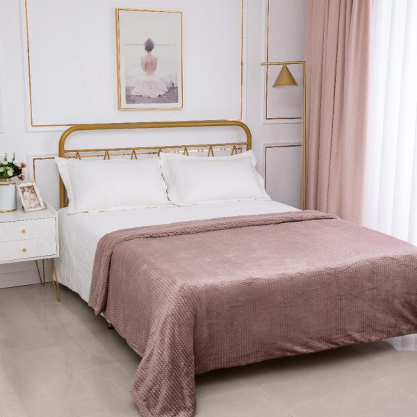 Κουβέρτα με sherpa damask (220cm x 240cm) syklamen SilkFashion