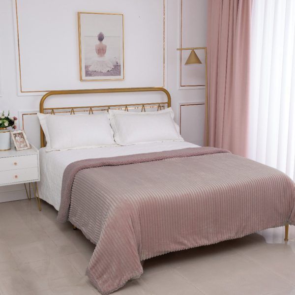 Κουβέρτα με sherpa kotle (170cm x 220cm) syklamen SilkFashion