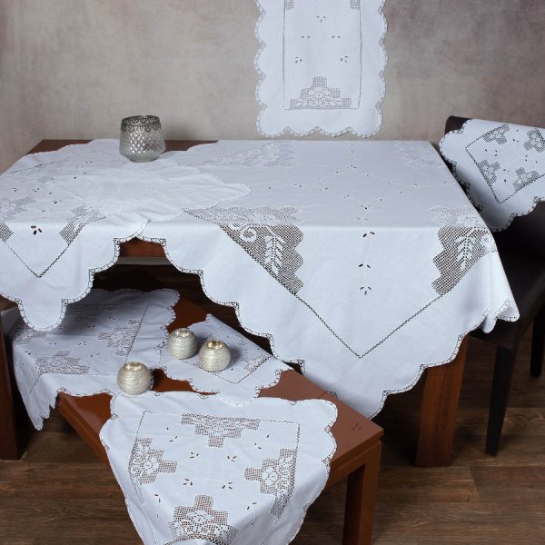 Πλεκτό με ύφασμα σετ 7 τεμαχίων 2315 (140cm x 140cm/90cm x 90cm/50cm x 150cm/60cm x 60cm x 2/40cm x 40cm x 2) λευκό SilkFashion